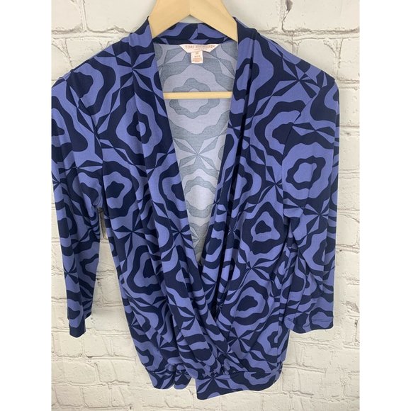 Tori Richard Honolulu Faux Wrap Blouse Geometric P - Picture 2 of 5